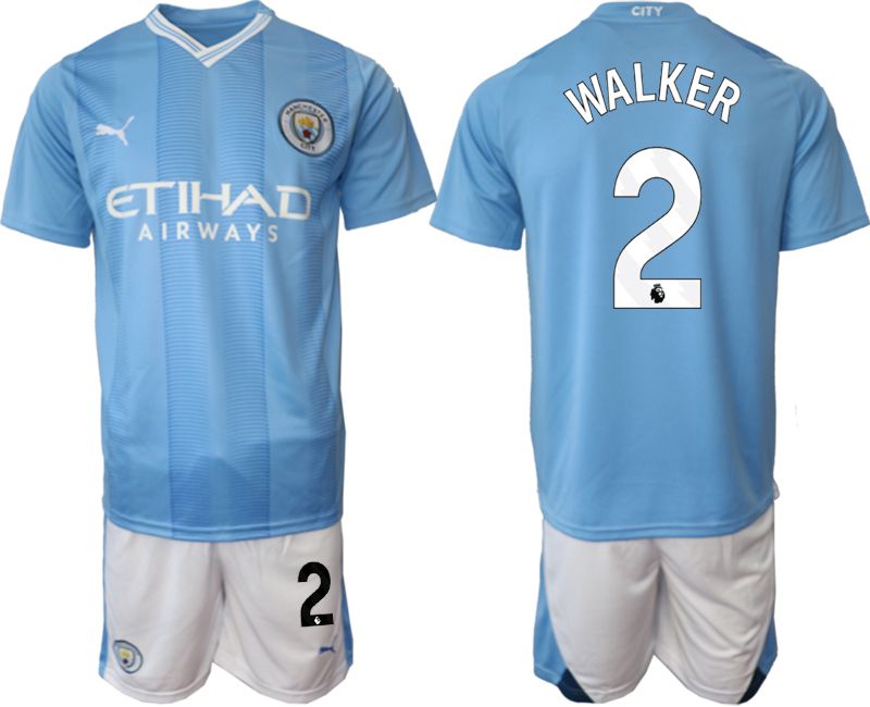 Men 2023-2024 Club Manchester City home Light blue #2 Soccer Jersey